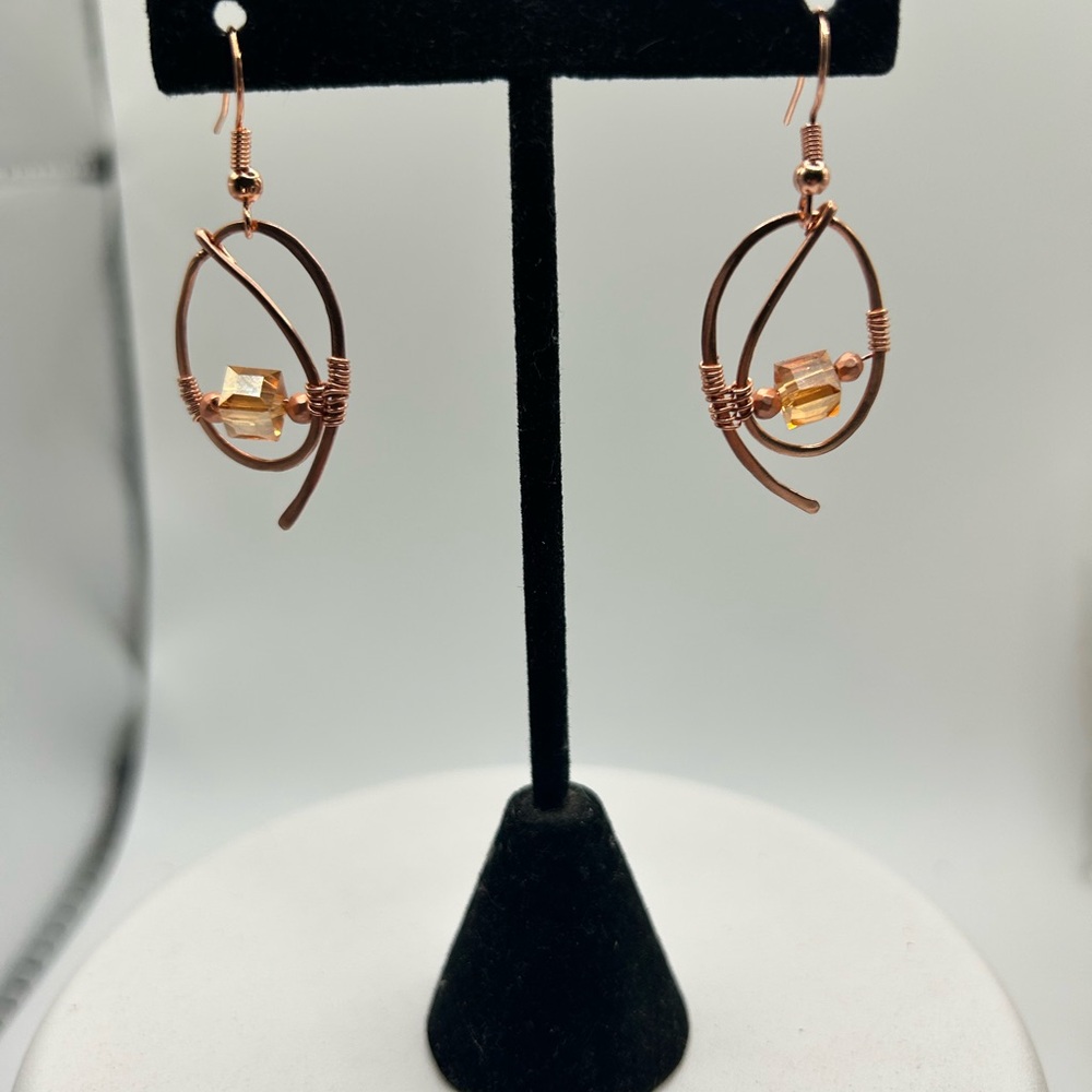 Elegant Copper Wire Wrapped Earrings